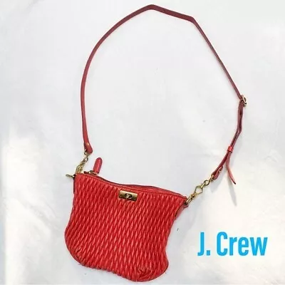 J. Crew Coral Baby Quilted Brompton Woven Leather Shoulder Bag • $45