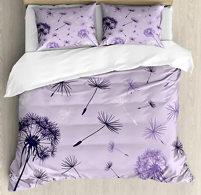 Dandelion Duvet Cover Set With Pillow Shams Monotone Silhouettes Print • £86.77