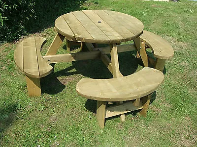 Winchester Picnic Table 8 Seats Round Pub Bench Garden Furniture WRB38G • £369