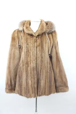 Excellent Canadian Pastel Mink & Fox Fur Coat Jacket Women Woman Size 6 W/hood • $475