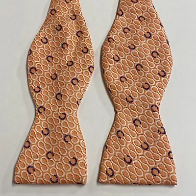 Vineyard Vines Peach Bow Tie Men Silk Kentucky Derby Horseshoes Hand Made USA B2 • $34.88