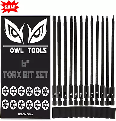 6  Long Torx Bit Set (12 Pack Of Drill Bits With Case) In T7 T8 T9 T10.. T40 • $22.98