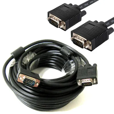 10M Long VGA Cable Male To Male SVGA 15 Pin D-Sub PC TFT Monitor LCD TV Lead • £8.94