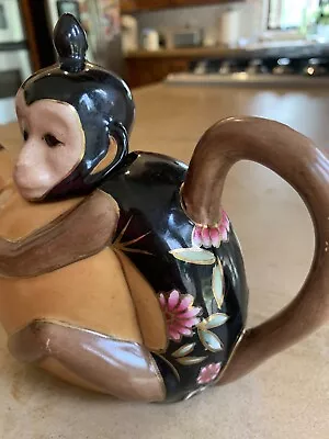 Vintage Minton Style Oriental Gold Etched Monkey Tea Pot.  • $45