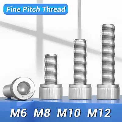 M6 M8 M10 M12 Fine Pitch Thread Socket Cap Head Screws Allen Key Bolts A2ss • £1.50