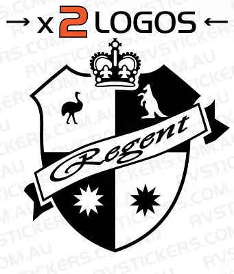 2x REGENT SHIELD BLACK Caravan Decal Sticker Vintage Graphics Retro • $51