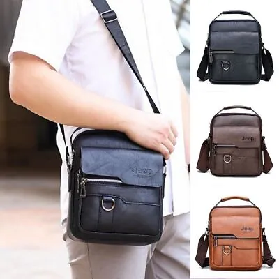 Men's PU Leather Cross Body Messenger Bag Travel Business Shoulder Bags Handbag • £8.50