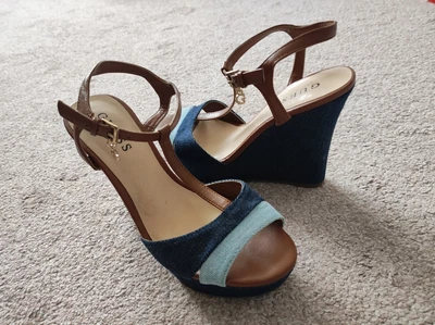 £15.99 • Buy Guess  Denim Sandals Platform Strappy Slingback Size 5 / 38