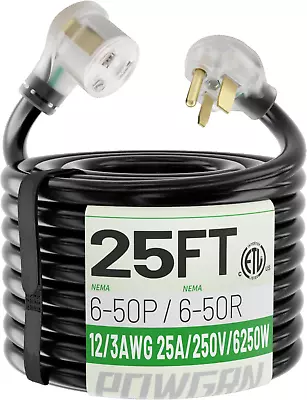 25 AMP 25Ft Welder Extension Cord Outdoor With LED Indicator 12 Gauge NEMA 6-50 • $47.88