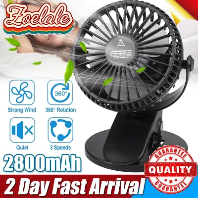 $15.89 • Buy Rechargeable Mini USB Desk Fan Table Clip Fan Small 3 Speed Cooling Fan Portable
