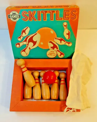 $57.50 • Buy Skittles Wooden Workshop Games Toy Table Top Bowling Set Wood Pins Complete Box