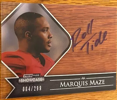 2012 Press Pass Showcase Nickname Inscribed Inscription Marquis Maze “Roll Tide” • $4.99