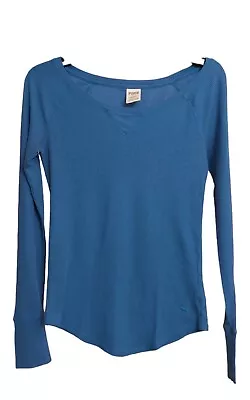 Pink By Victoria's Secret Pullover Top Royal Blue Thermal Shirt Size SP • $15.18