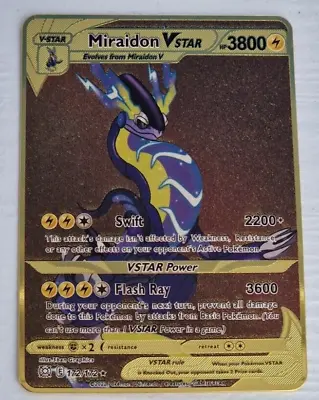 Pokemon Gold Metal Card Miraidon Vstar HP3800 Fan Art Cards Vmax Mega GX & More • £8.95