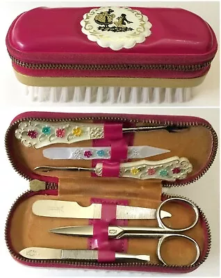 Sheffield England Manicure Set In Brush Case Colonial Vintage Man & Woman • $44.94