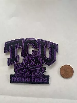 TCU Texas Christian Horned Frogs Vintage Embroidered Iron On Patch 3” X 2.5” • $6.95