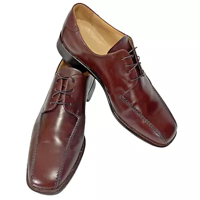  Italian Leather Dress Shoes 11 Pronto-Uomo Firenze Brown Oxford Derby Bike Toe • $29.99