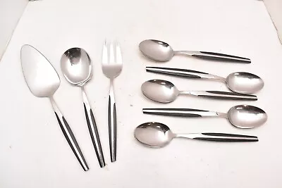 8 Piece Eldan Japan Stainless Wood Handle MCM Flatware Serving Set • $92.31