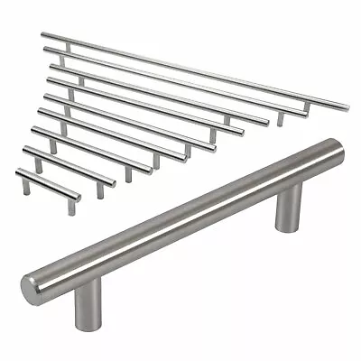 Bar Pull Cabinet Handle Brushed Nickel Solid Stainless Steel 12 Mm • $1.78