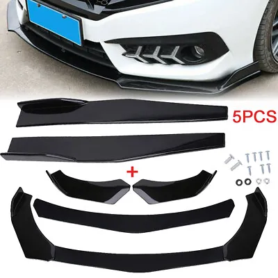 For Universal Car Front Bumper Lip Spoiler Splitter Body Kit + Side Skirt 5PCS • $40.83