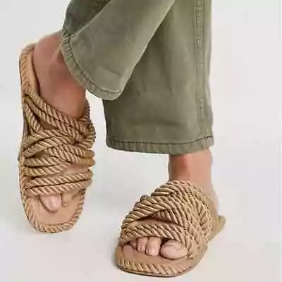 ASOS Jumping Rope Espadrilles In Natural-Neutral Size 9-9.5?? Open Toe Casual • $19.60