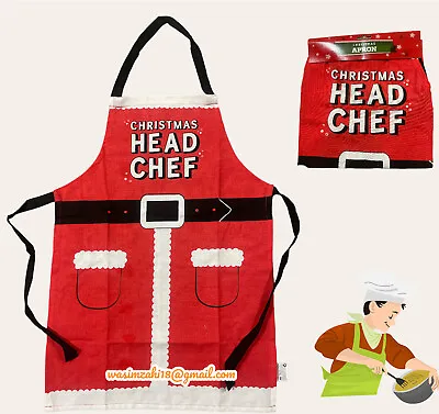 £3.99 • Buy CHRISTMAS HEAD CHEF APRON RED CHRISTMAS GIFT NOVELTY GIFT SANT APRON Ladies /Men