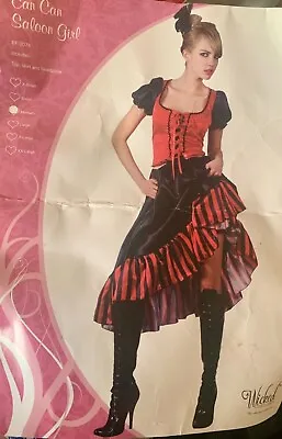 Womens Wicked Red And Black Can Can Saloon Girl Costume Size M  • £22.95