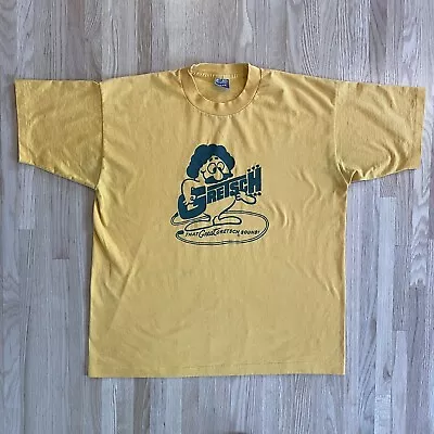 Vtg Gretsch Single Stitch Tshirt Yellow XL Best Guitar Mustache Font Logo • $64