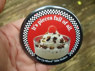 Vintage Up-Mixed Milkshake STEAK 'N SHAKE 3  Pinback New MILK SHAKE Button Pin • $14.95