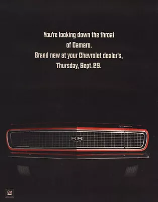 1966 Chevrolet Camaro SS: Looking Down The Throat Of Camaro Vintage Print Ad • $10.25