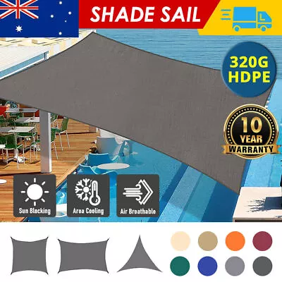 Sun Shade Sail Waterproof 98% UV Block 320 GSM Rectangle Extra Heavy Duty Shade • $37.99