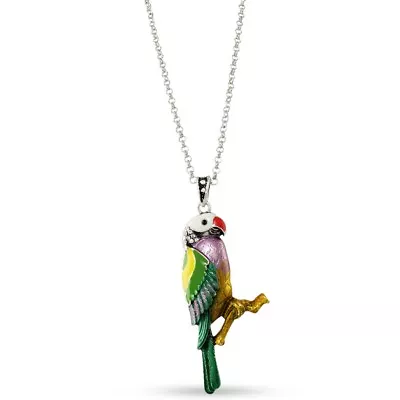 NEW Tropical Parrot Colorful Enamel Crystal Macaw Bird Animal Pendant Necklace • $12