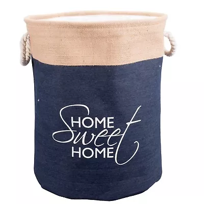 Denim & Linen Laundry Basket  Bag Kids Baby Toys Collection Bathroom Storage • £10.99