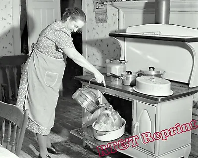 Vintage Kitchen Stove With Mrs. Crouch Ledyard Connecticut  1940  8x10 Photo • $12.95
