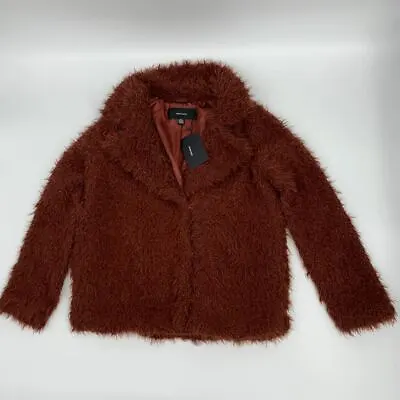 New Vero Moda Womens Faux Fur Jacket Sz S Brown Polyester Q355 • $45