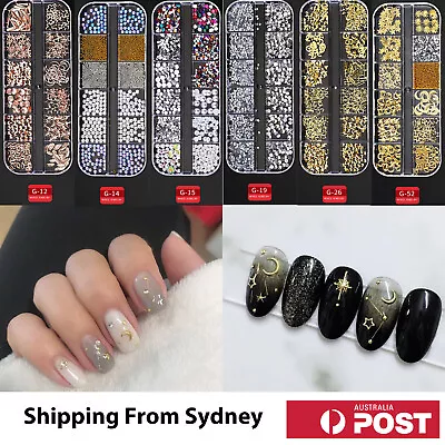 3D Assorted Nail Decals Decoration Nail Art Rhinestones Mix Gem Designs Tips DIY • $4.95