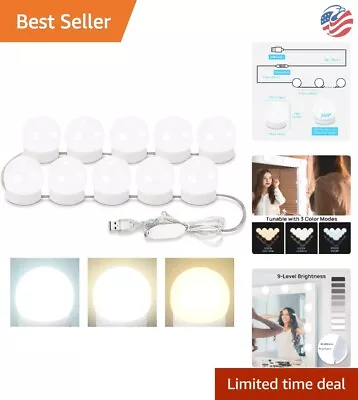 Portable LED Vanity Lights - 10 Dimmable Bulbs - Adjustable Color & Brightness • $24.99