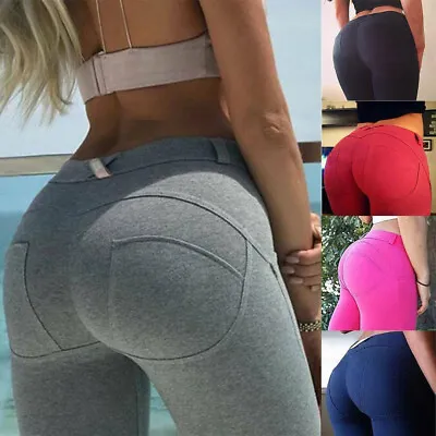 £8.59 • Buy Women Booty Push Up Gym Leggings Elastic Workout Sport Yoga Pants Trouser Pocket