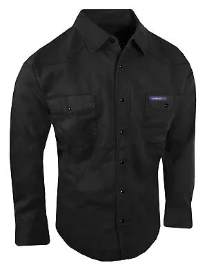 Twill Western Shirt Mens Workwear Cotton Triple Snap Cuffs Embroidered Pockets • $22.95