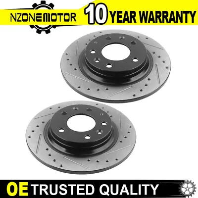 Rear Black Drilled And Slotted Brake Rotors For  Fusion MX-5 Miata 2006-2010 • $60.14