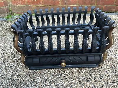 £40 • Buy Large Cast Iron Spanish Style Log Basket Open Fire With ASHPAN Cover 7