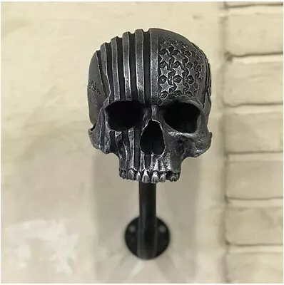 Motorcycle Skull Helmet Holder Wall Mount Rack & Jacket Hanger Wall Decoration • $24.69