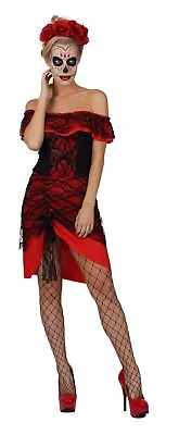 Ladies Womens Day Of The Dead Fancy Dress Costume Halloween Outfit FREE POST FG • £15