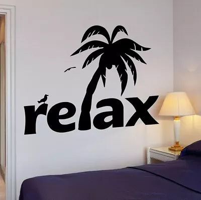 Relax Palm Wall Stickers Vinyl Decal Tree Beach Tropical Plants Murals Creative • $8.79