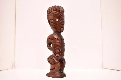 VTG Carved Wood Tiki Statue Maori New Zealand Polynesian Art 12  Figure Tribal • $94.50