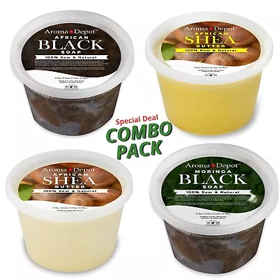 African Shea Butter  1 Lb. Raw  Black Soap  Bar Or Paste Natural COMBO PACK • $16.95