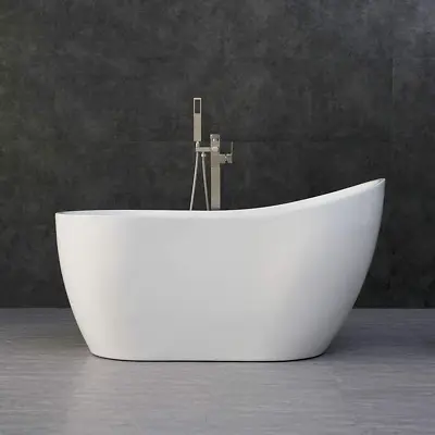 Acrylic Freestanding Contemporary Soaking Tub With Brushed Nickel Overflow And D • $1030.99