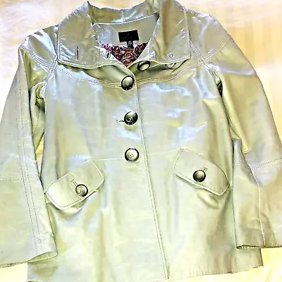 $32 • Buy Vakko Women’s Soft Leather Jacket Size Medium Light Blue