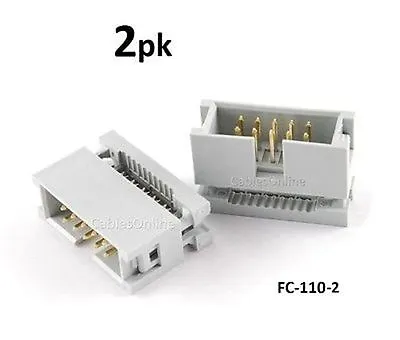 2-PACK 10-Pin Male IDC Flat Ribbon Cable Box Header Connectors FC-110-2 • $5.50