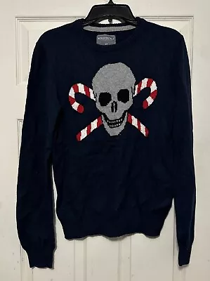 Aeropostale Men's Festive Skull Crew Sweaters Size S Navy Blue • $14.99